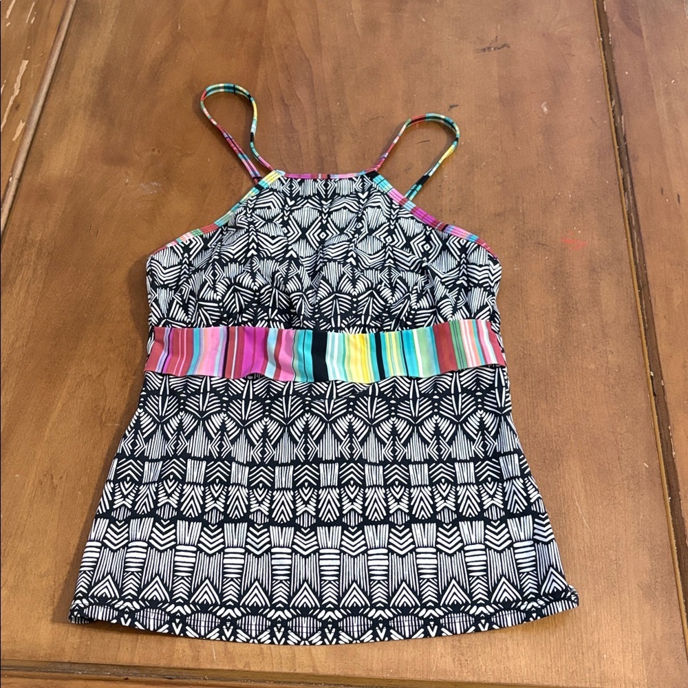Title Nine Tankini Top Geometric Black and Multicolor Size XS